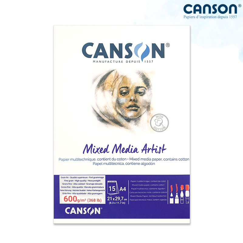Canson ĵ�� �ͽ��̵�� ��Ƽ��Ʈ 600g 21x29.7cm 15�� 1������_�ٸ��� �ͽ��̵�����/A4����ġ��/��ä����,��Ʈ������/��������