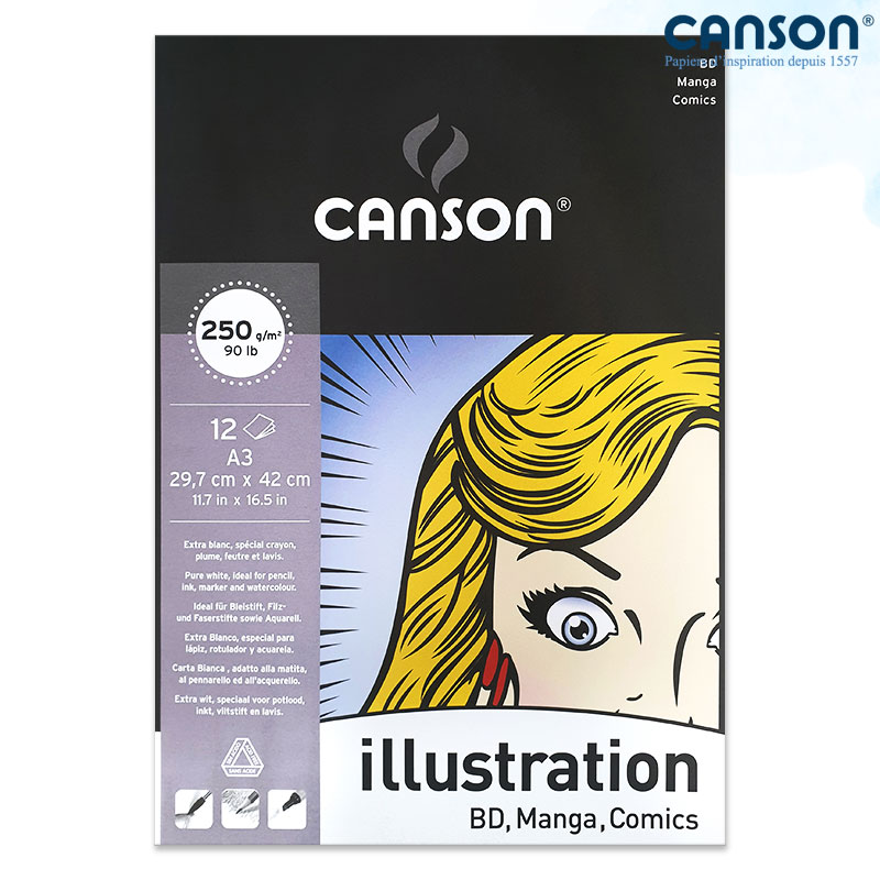 Canson ĵ�� �Ϸ���Ʈ���̼� ���� 250g 29.7x42cm 12�� 1������_���� ��äȭ��/��ī����/�������/A3����ġ��